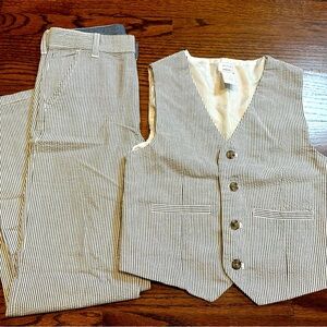2pc Gymboree Blue Seersucker Vest/Pants Suit Size L